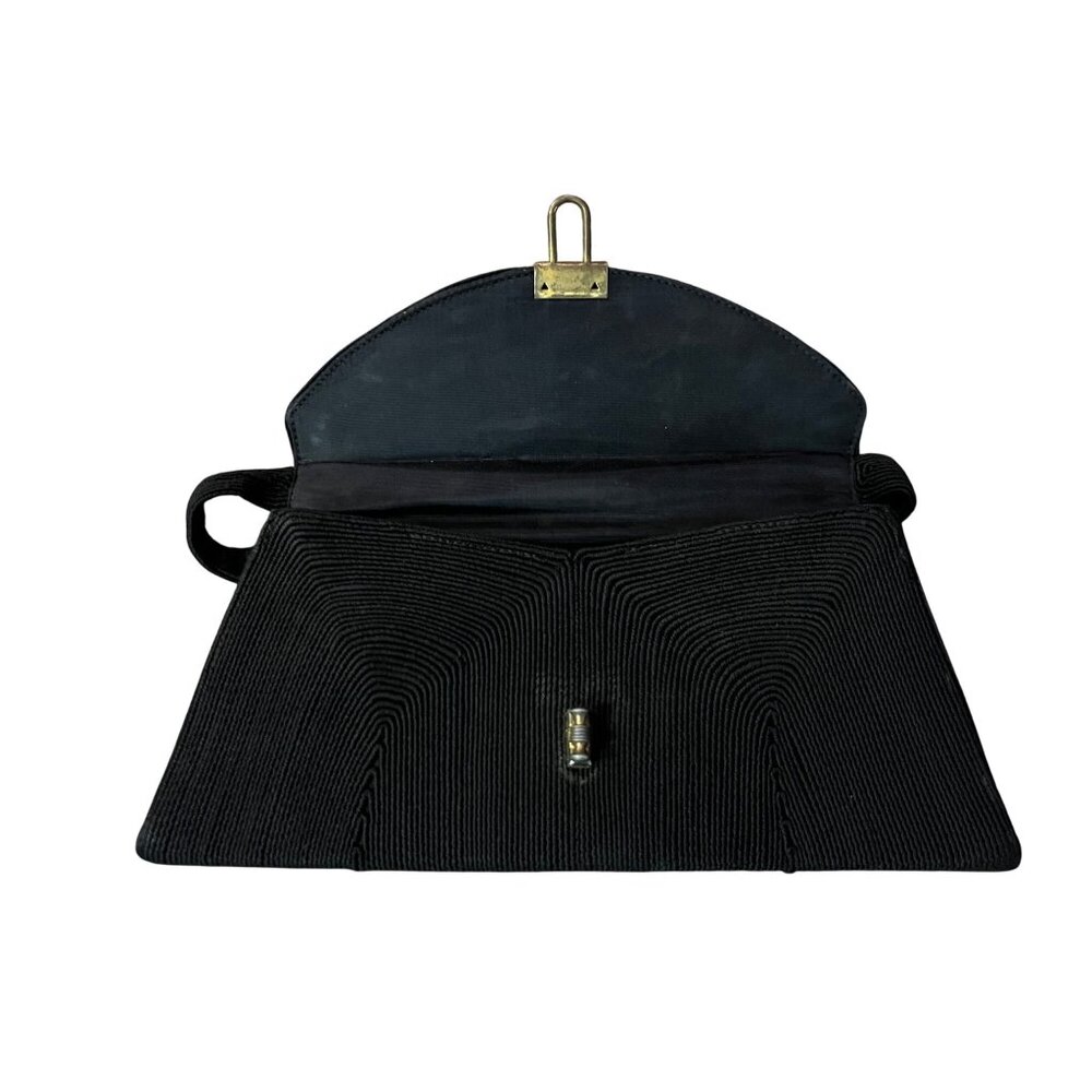 Vintage Annette Cordé Handbag Black Small Evening Bag Used 1940s Style - Picture 13 of 15